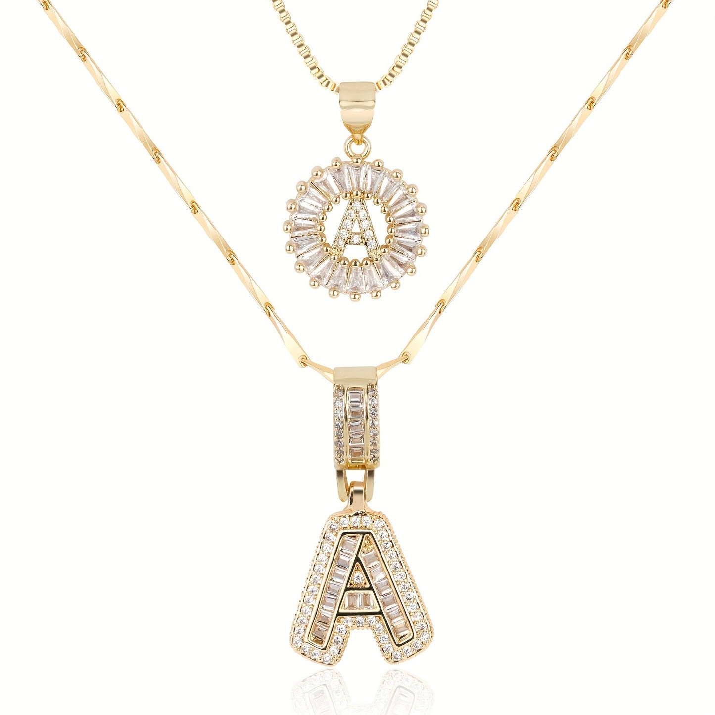 Keep & Share: 2pc 14k Diamond Letter Initial Necklaces