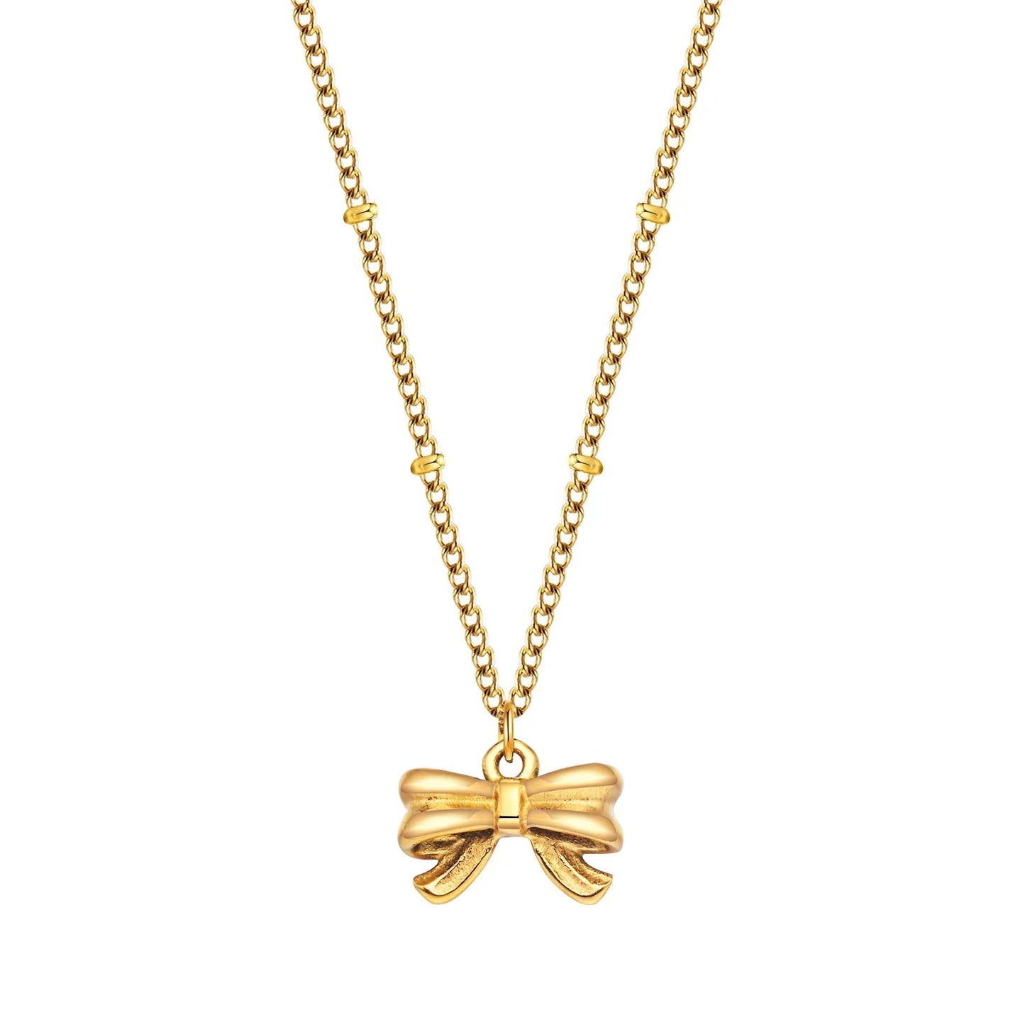 14k Dainty Feminine Bow Necklace