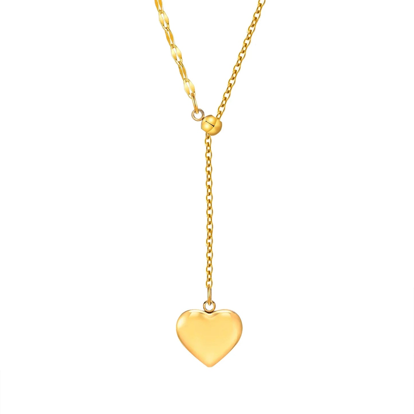 14k Dainty Feminine Heart Dangle Necklace