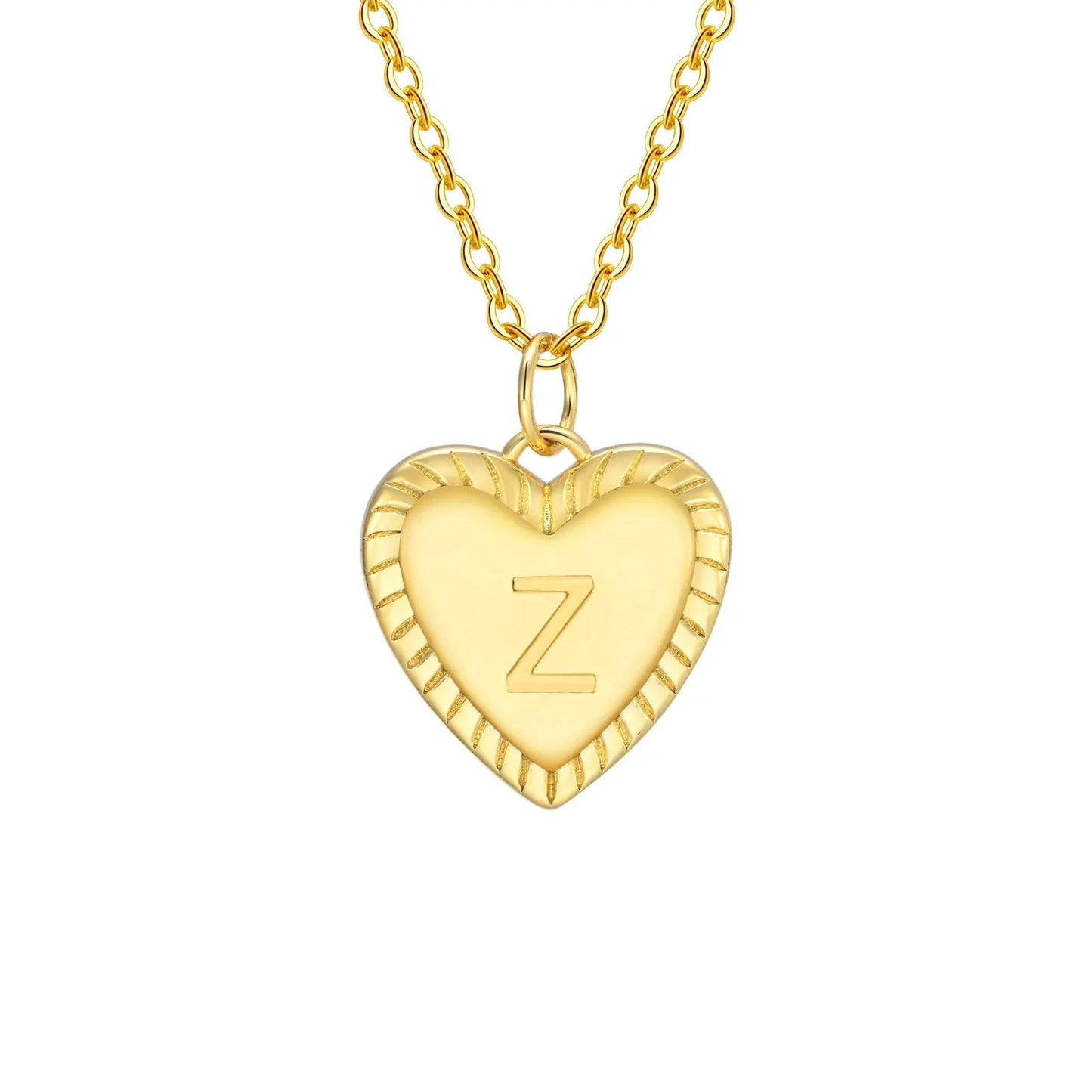 14k Dainty Heart Pendant Letter Initial Necklace