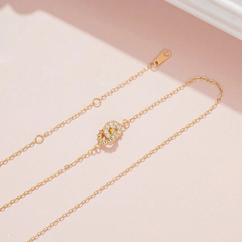 14K S925 Interlaced Diamond Circles Necklace