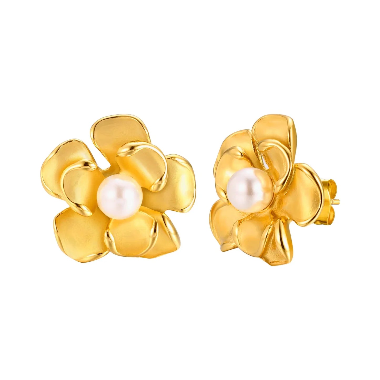 18k Pearl Flower Earrings