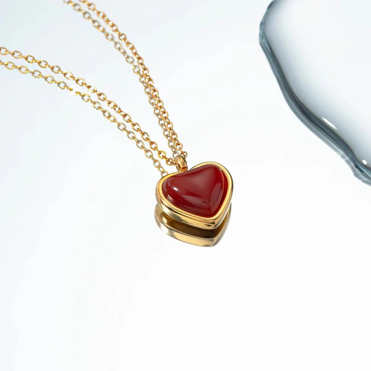 18k Romantic Dainty Red Heart Necklace