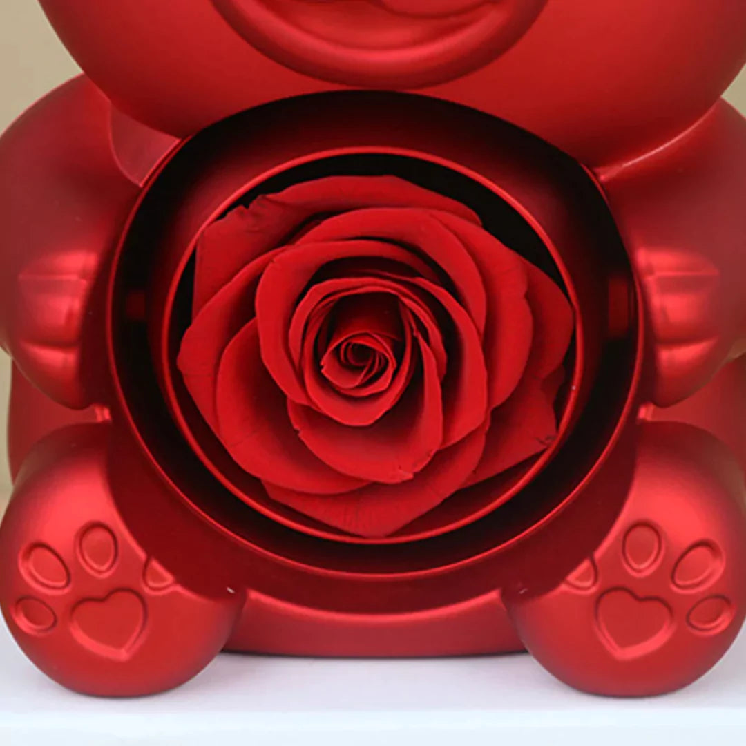 Romantic Bear Spinning Rose Reveal Gift Box