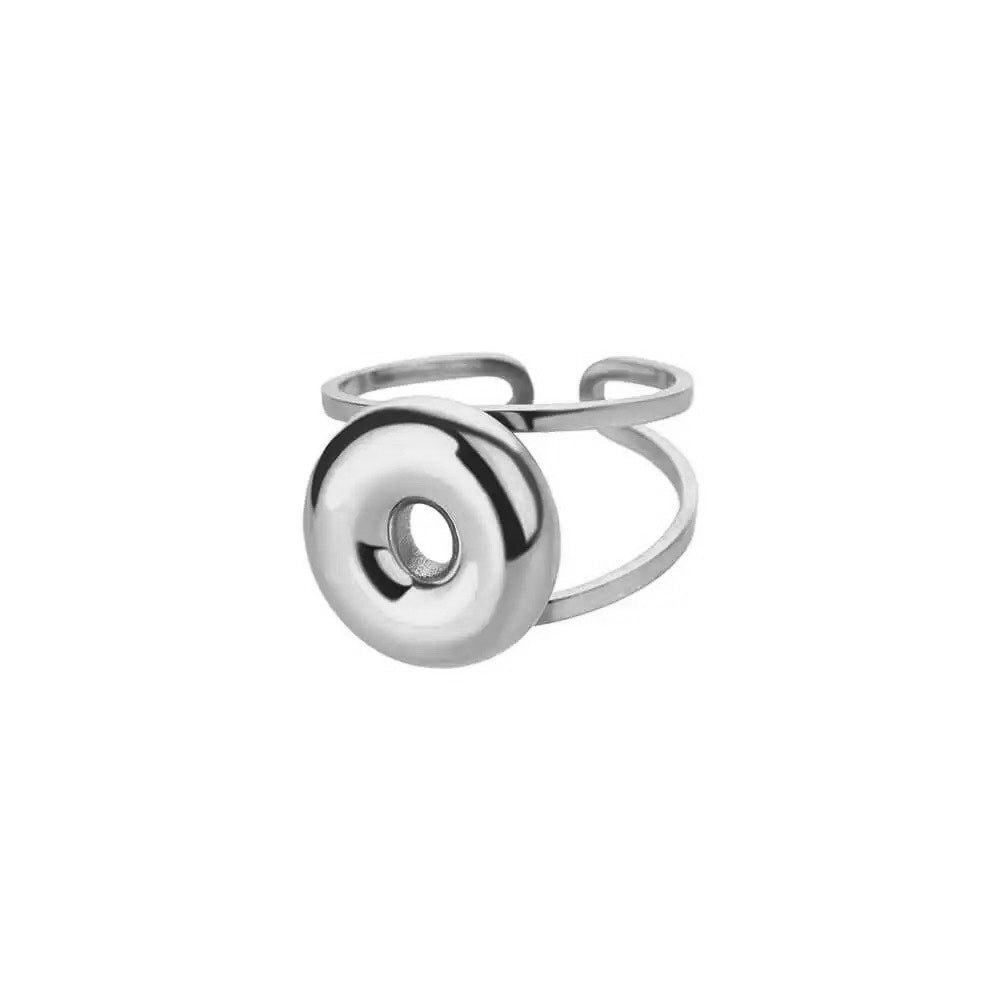Adjustable Open Band Bubble Letter Initial Ring
