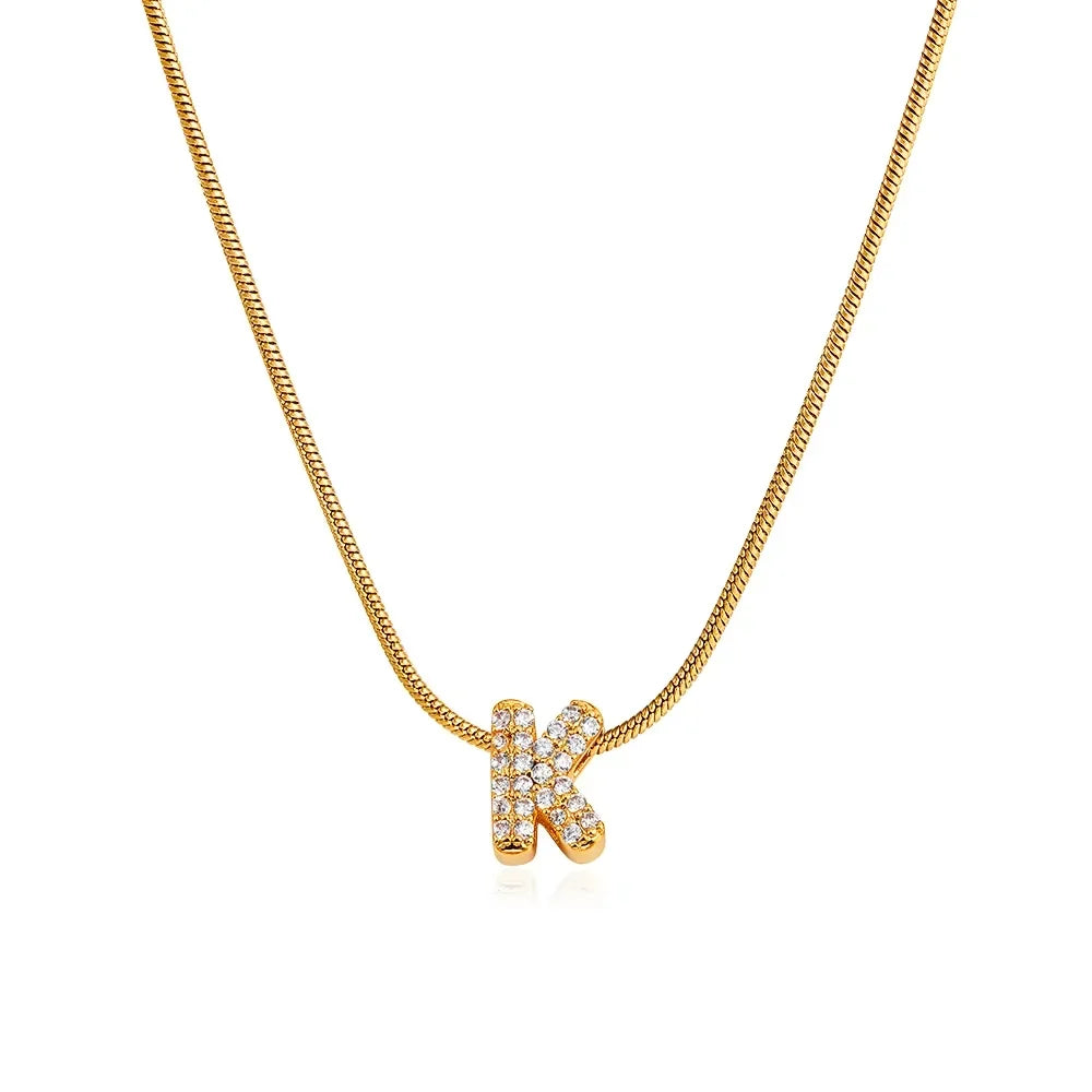 Mini Initial Necklace with Zirconia