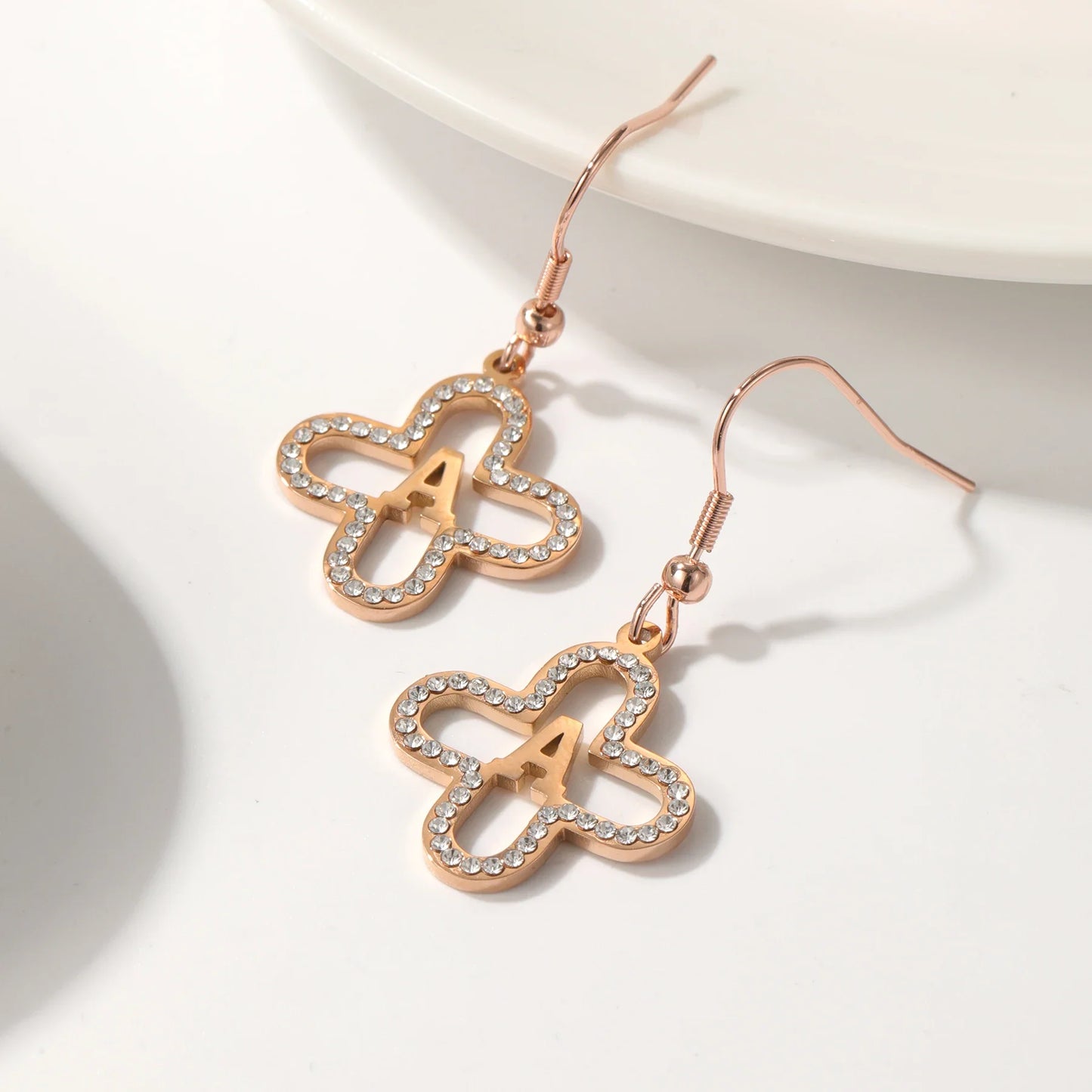 Classy Floral Letter Initial Earrings