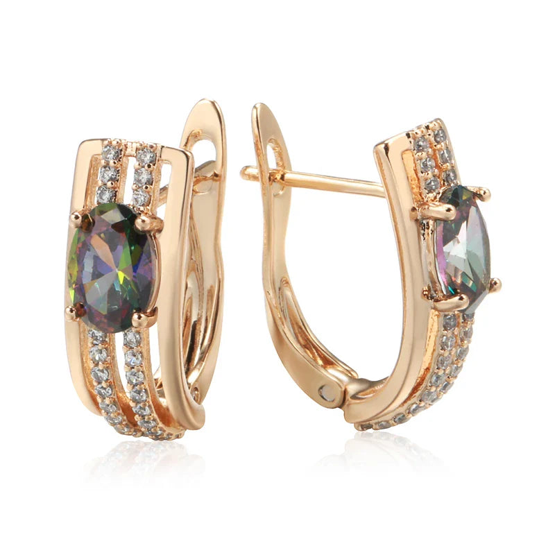 C Shaped Diamond Accented Centerpiece Earrings