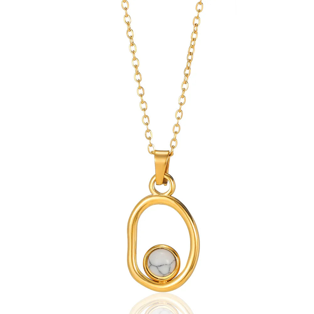 Dainty Circle Outline Stone Necklace