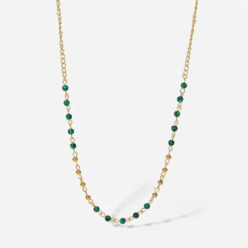 Dainty Gold & Malachite Stone Necklace