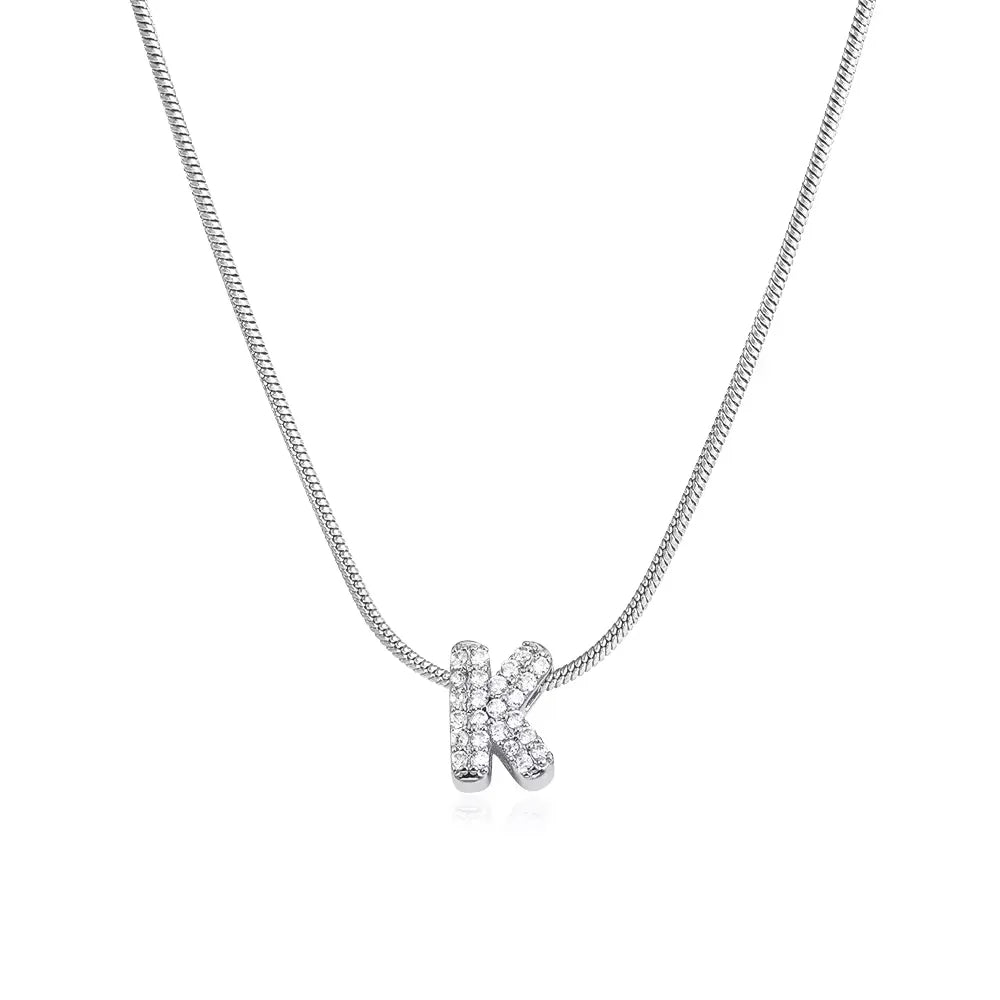 Mini Initial Necklace with Zirconia