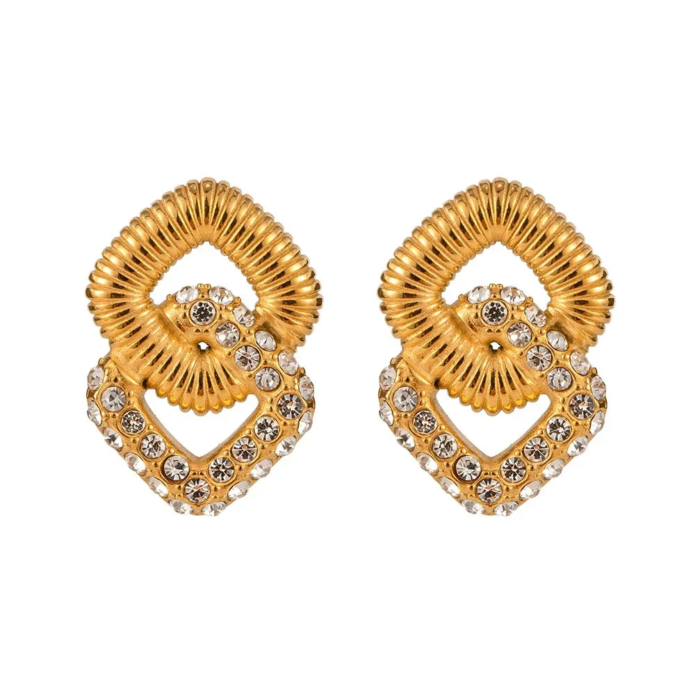18k Textured Dual Squircle Earrings