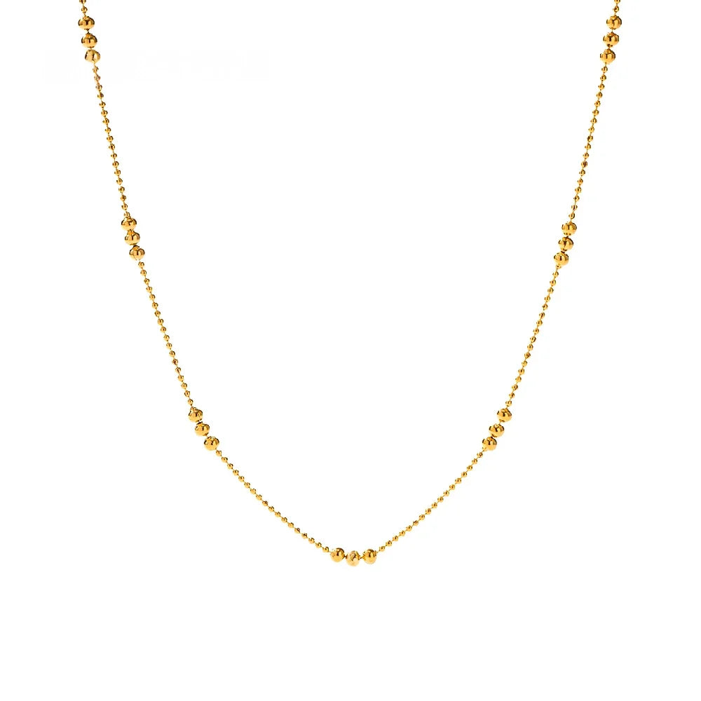 16k Dainty Triple Bead Accent Necklace