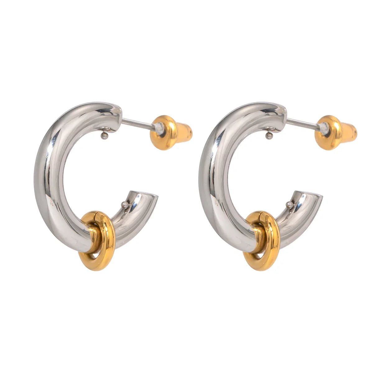 Two Tone Classic C Dual Ring Hoop Earrings