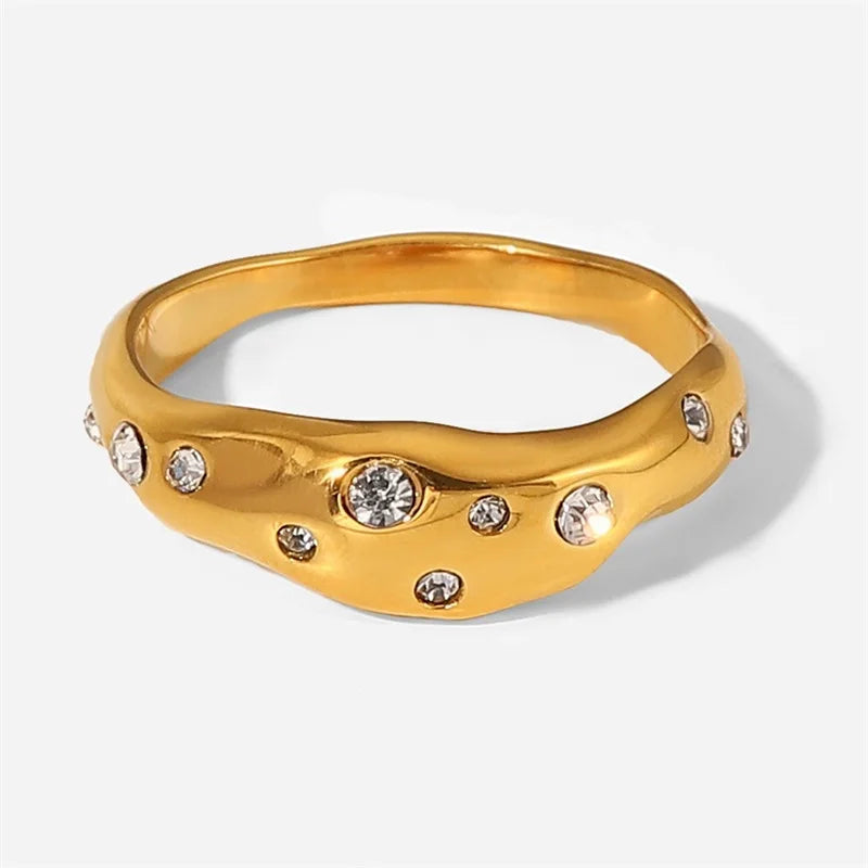 Gold Diamond Embedded Ring