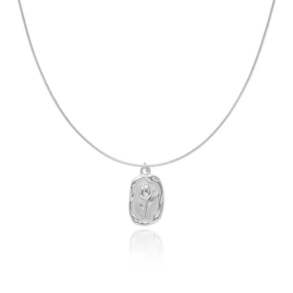 Feminine Tulip Floral Pendant Necklace