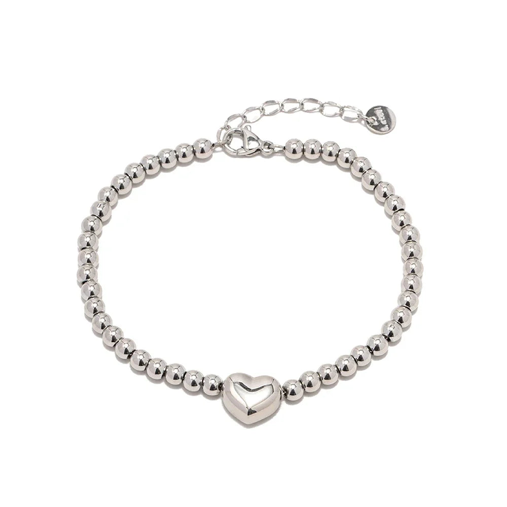 18k Classy Beaded Heart Bracelet