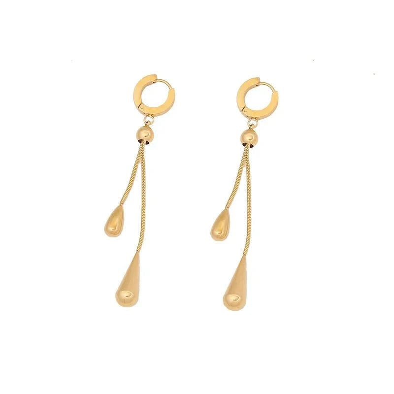 Adjustable Pull Droplet Lariat Necklace and Earrings