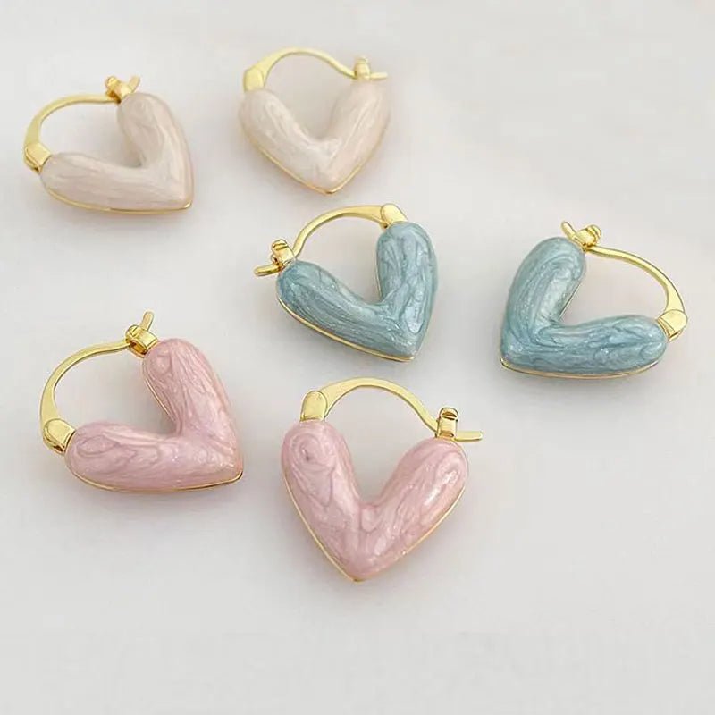 Classy Enamel Heart Earrings
