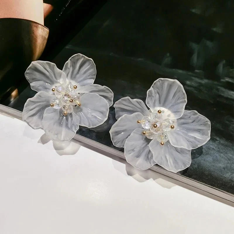Classy Transparent Floral Hibiscus Earrings