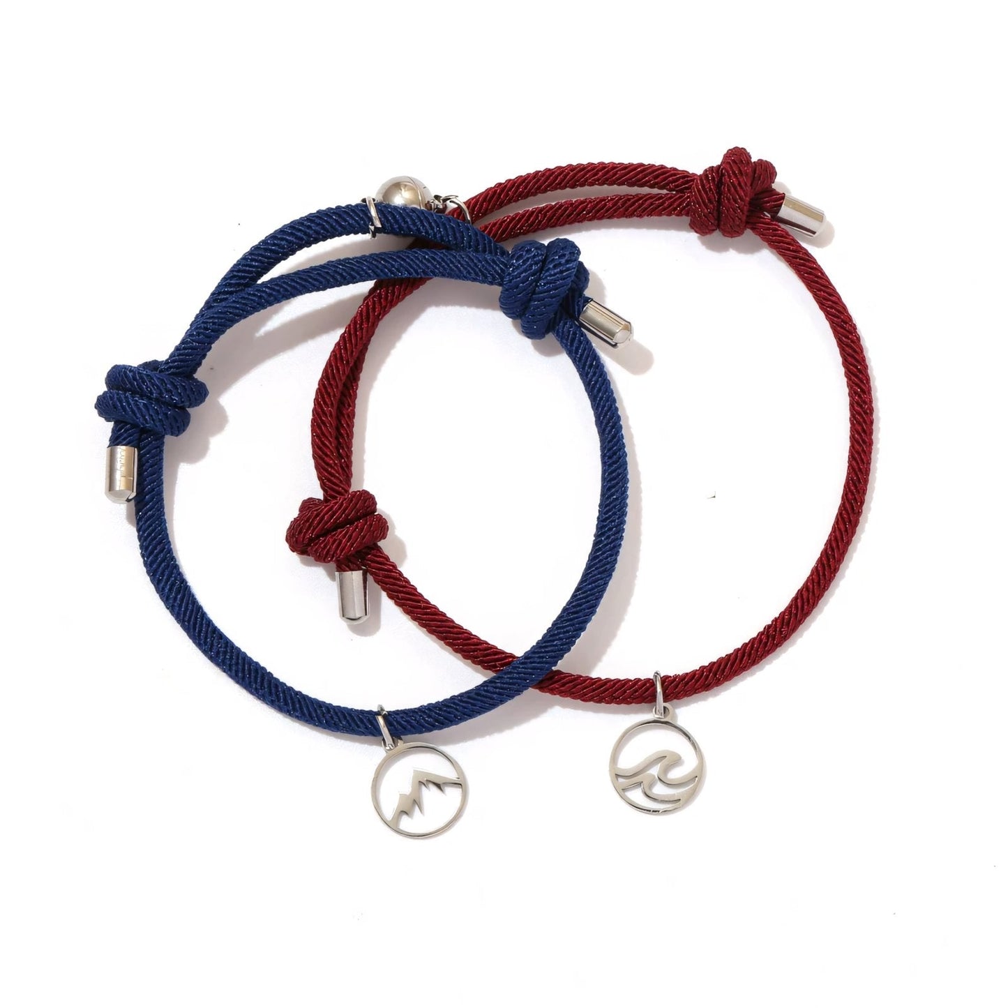 Couples Ocean & Mountains Magnetic Rope Bracelet Set