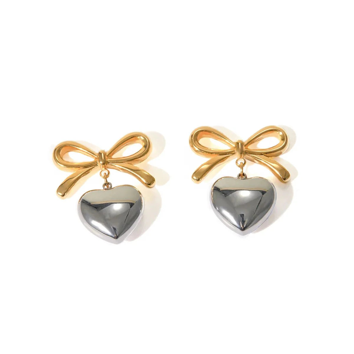 Dainty Bow Heart Earrings