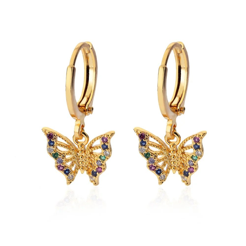 Dainty Colorful Diamonds Butterfly Earrings