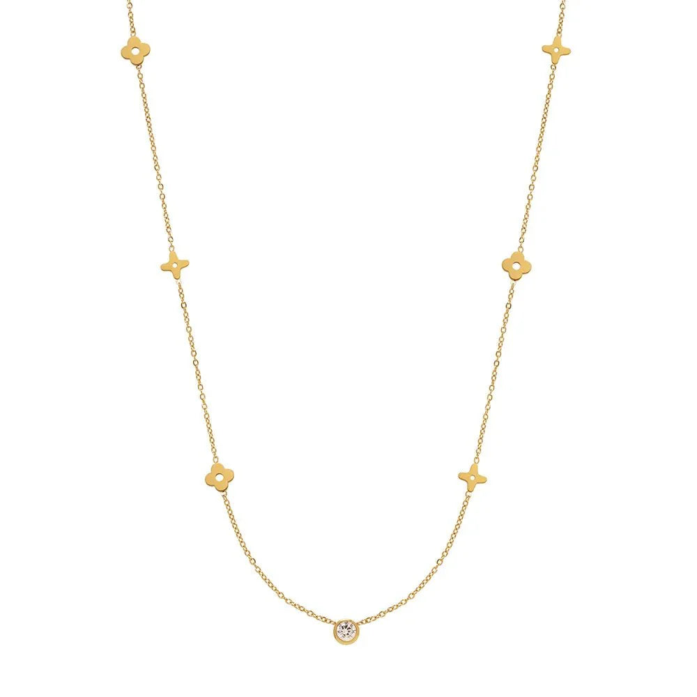 Dainty Floral Diamond Centerpiece Necklace