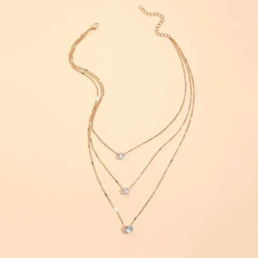 Dainty Shaped Diamonds Necklace Stack