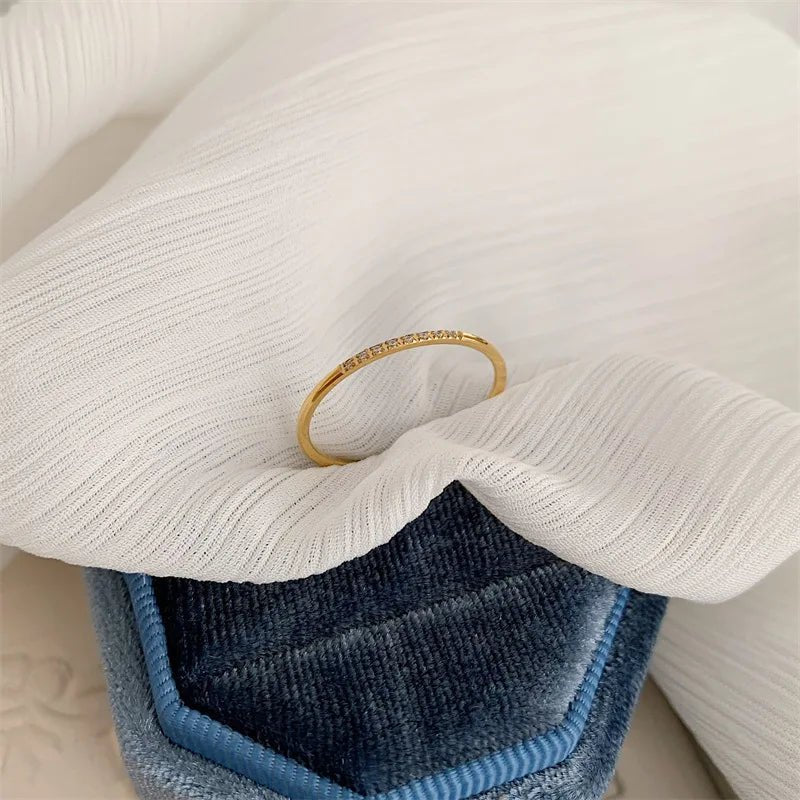 Dainty Thin Speckled Diamond Ring