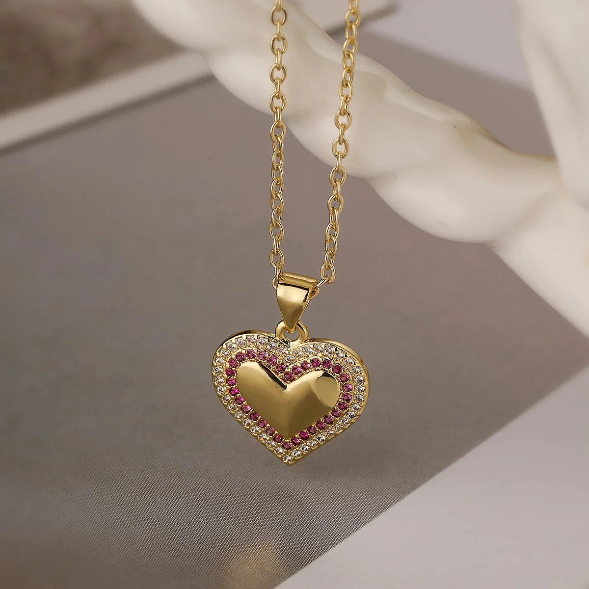 Diamond Filled Heart Necklaces
