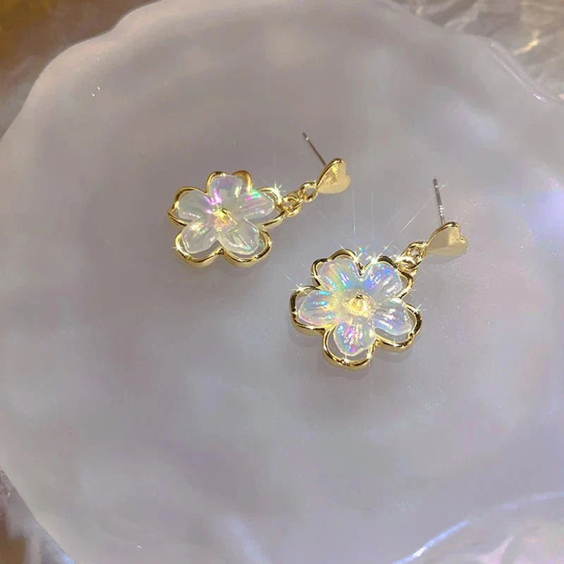 Elegant Gold Accented Floral Earrings