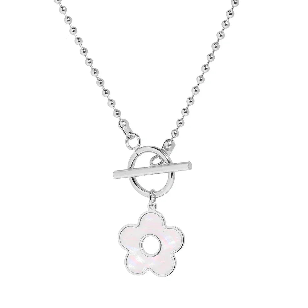 Floral Shell Open Clasp Necklace