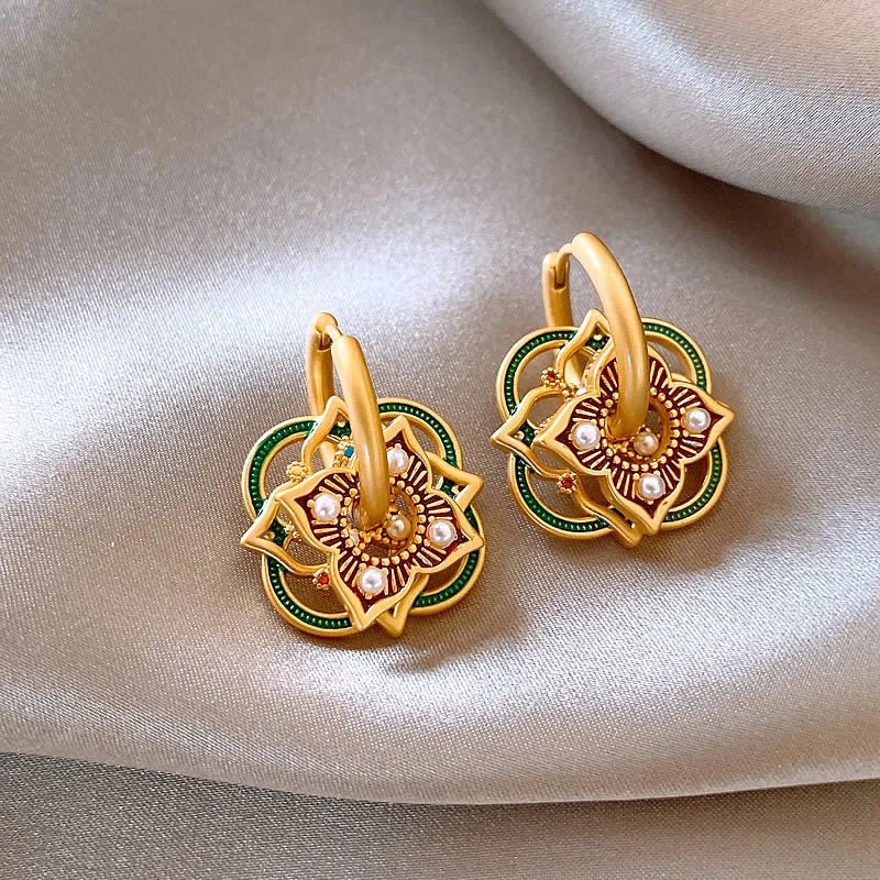 Geometric Rangoli Jhumka Earrings