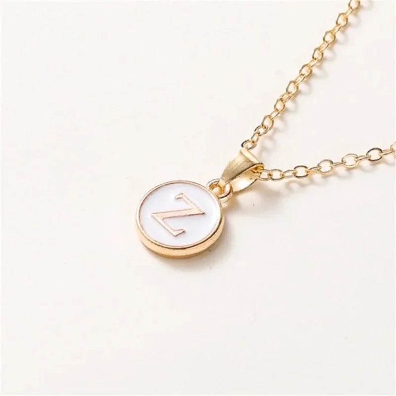Gold Accented Circle Letter Initial Necklace