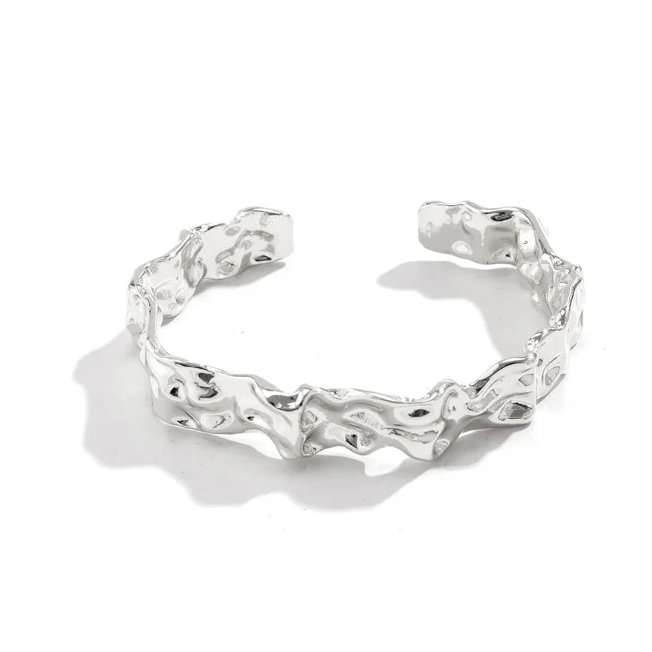 Irregular Crumbled Textured Bangle Bracelet