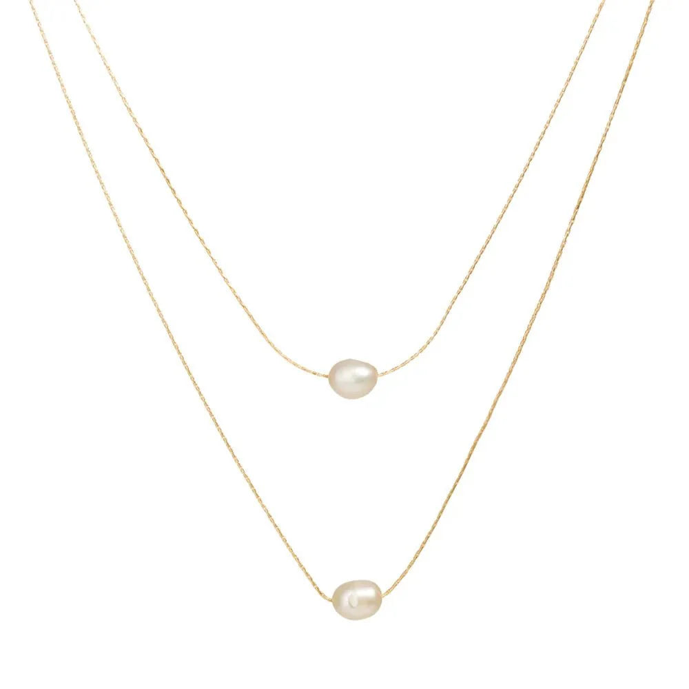 Layered Dainty Strung Pearls Necklace