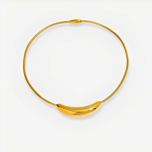 Gold necklace on a white background