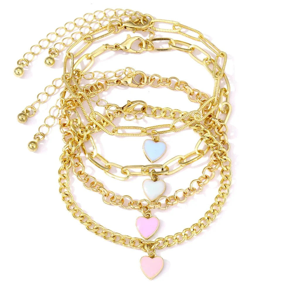Pastel Heart Bracelet Stack