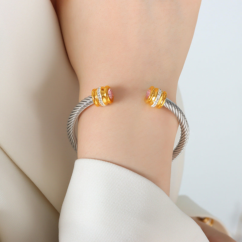 Personalized Birthstone Ends Twist Cuff Bracelets