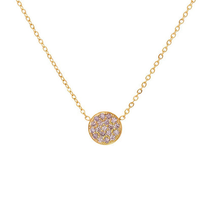 Dainty Diamond Speckled Birthstone Circle Necklace