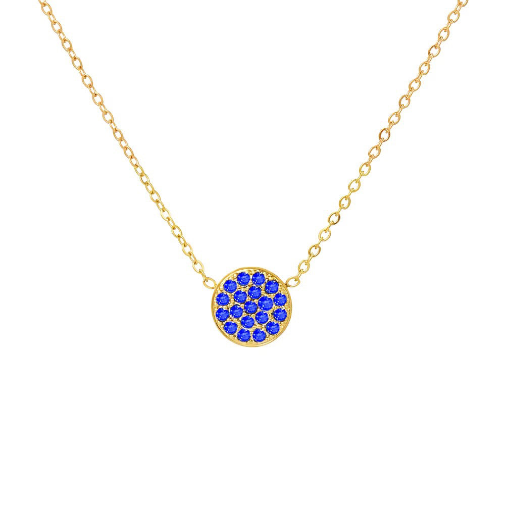 Dainty Diamond Speckled Birthstone Circle Necklace