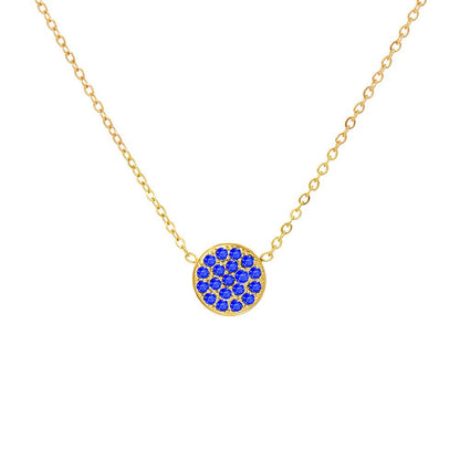 Dainty Diamond Speckled Birthstone Circle Necklace