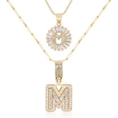 2pc 14k Diamond Letter Initial Necklaces