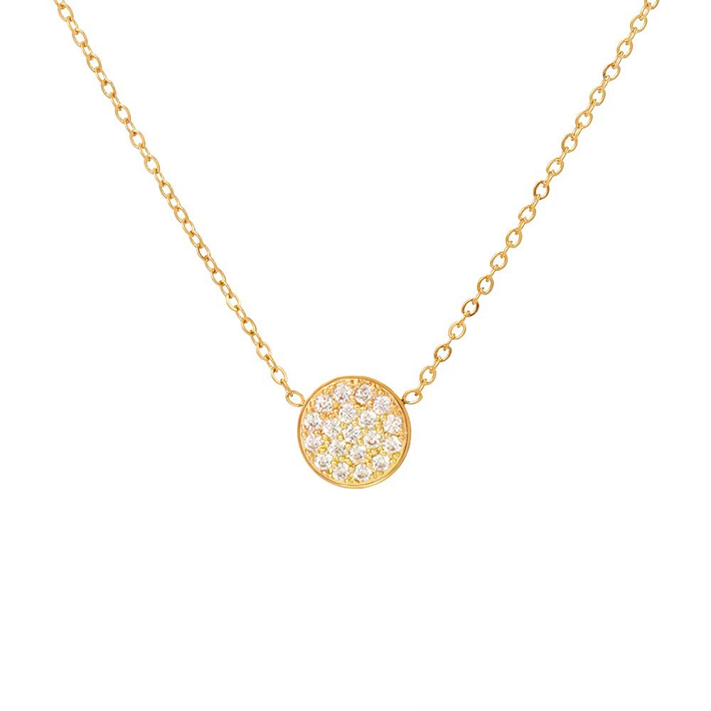 Dainty Diamond Speckled Birthstone Circle Necklace