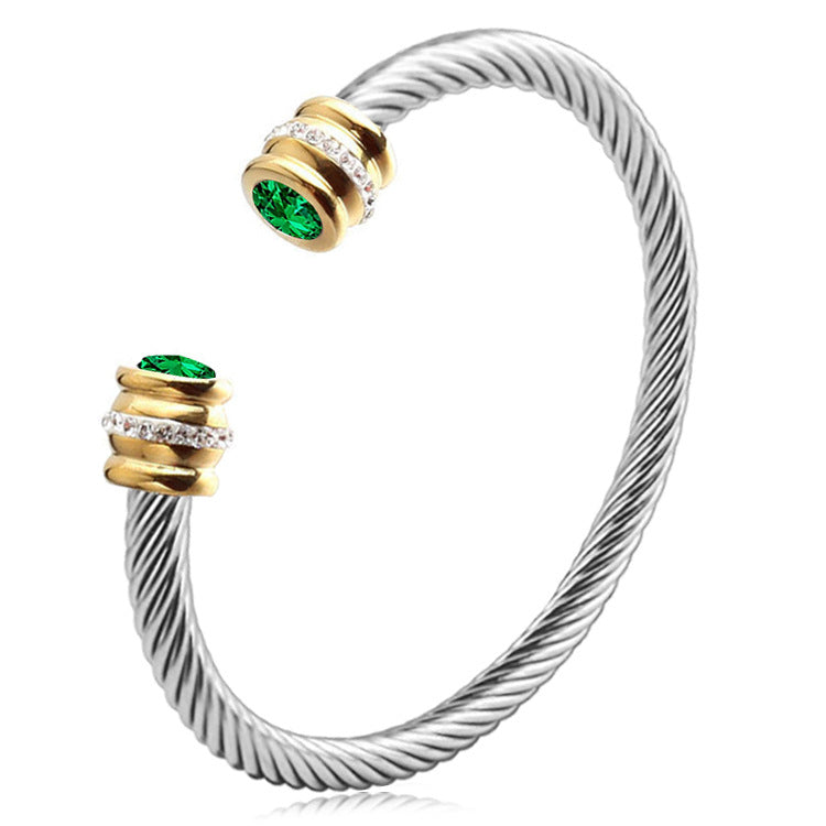 Personalized Birthstone Ends Twist Cuff Bracelets