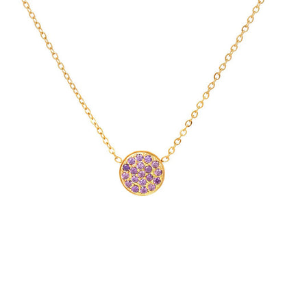 Dainty Diamond Speckled Birthstone Circle Necklace
