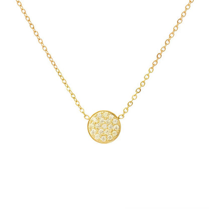 Dainty Diamond Speckled Birthstone Circle Necklace