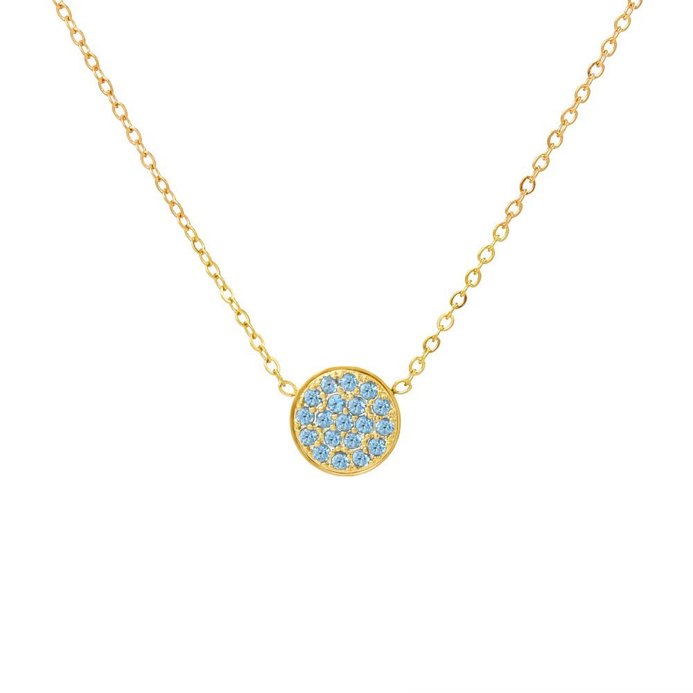 Dainty Diamond Speckled Birthstone Circle Necklace