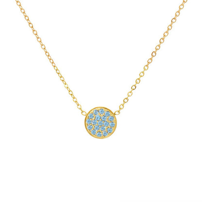 Dainty Diamond Speckled Birthstone Circle Necklace